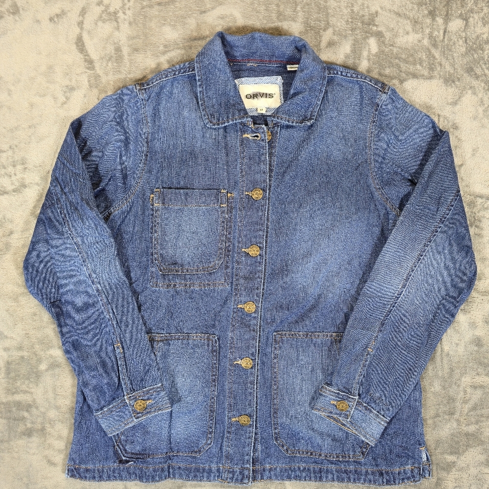Orvis Multi Pocket Denim Chore Jacket Woman's Size Medium Barn